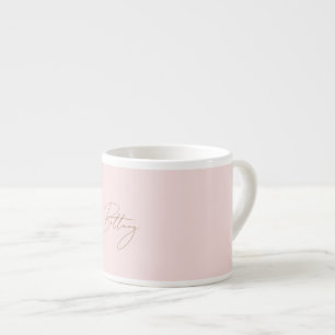 Eleganter Blush Pink & Chic Goldene Skriptname Espressotasse
