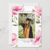 Eleganter Blush Pink Floral Abschluss Class 2025 Einladung (Vorderseite)