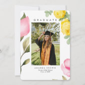 Eleganter Blush Pink Floral Abschluss Class 2025 Einladung (Vorderseite)