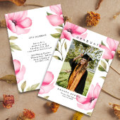 Eleganter Blush Pink Floral Abschluss Class 2025 Einladung