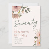 Eleganter Blush Pink Floral Geburtstag Einladung (Vorderseite)