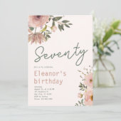 Eleganter Blush Pink Floral Geburtstag Einladung (Stehend Vorderseite)