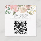 Eleganter Blush Pink Floral Wedding QR Code UAWG Begleitkarte (Vorderseite)