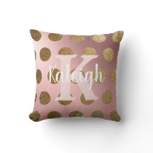 Eleganter Blush Pink Gold Polka Dot Monogram Name