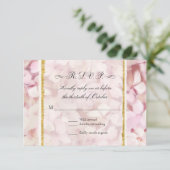 Eleganter Blush Pink Hydrangea Moderner Gold Glitz RSVP Karte (Stehend Vorderseite)
