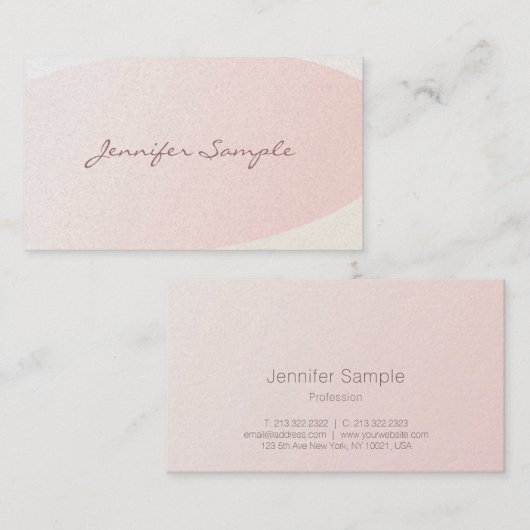 Eleganter Blush Pink Kalligraphie Schlicht Trendy Visitenkarte (Vorne/Hinten)