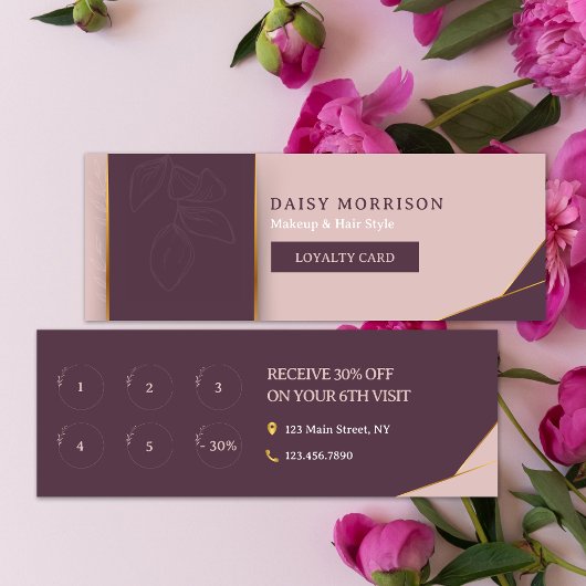 Eleganter Blush Pink Makeup Haar Künstler 6 Punch Treuekarte