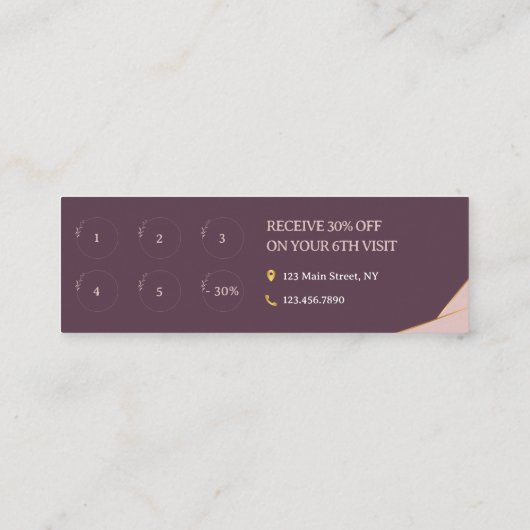 Eleganter Blush Pink Makeup Haar Künstler 6 Punch Treuekarte (Rückseite)