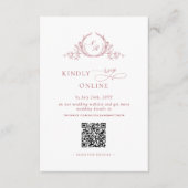 Eleganter Blush Pink Monogram UAWG Online QR Code Begleitkarte (Vorderseite)
