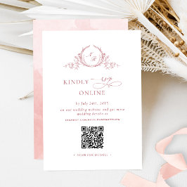 Eleganter Blush Pink Monogram UAWG Online QR Code Begleitkarte