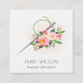 Eleganter Blush Pink Needle Wasserfarbe Blumenmata Quadratische Visitenkarte (Vorderseite)