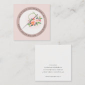 Eleganter Blush Pink Needle Wasserfarbe Blumenmata Quadratische Visitenkarte (Vorne/Hinten)