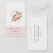 Eleganter Blush Pink Needle Wasserfarbe Blumenmata Visitenkarte (Vorne/Hinten)