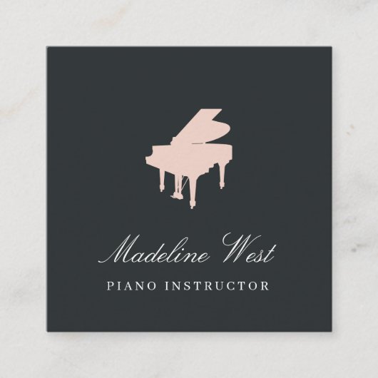 Eleganter Blush Pink Piano Lehrer für Musik Quadratische Visitenkarte (Vorderseite)