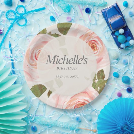 Eleganter Blush Pink Springtime Blumengeburt Pappteller (Party)