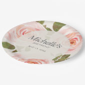 Eleganter Blush Pink Springtime Blumengeburt Pappteller (Schrägansicht)