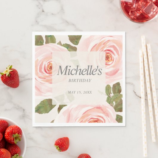 Eleganter Blush Pink Springtime Blumengeburt Serviette (Beispiel)