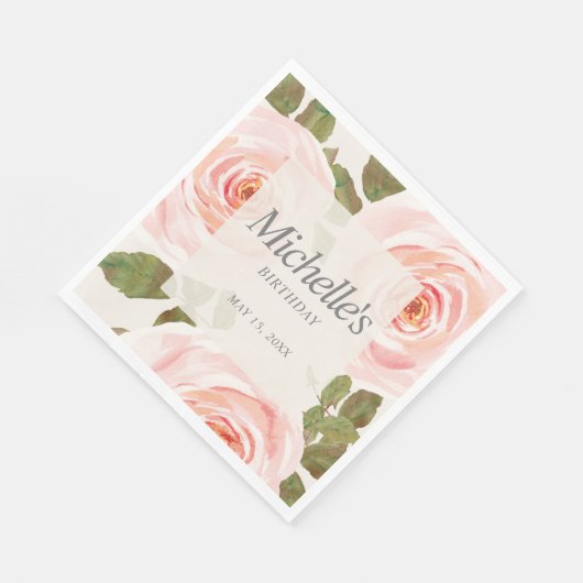 Eleganter Blush Pink Springtime Blumengeburt Serviette (Ecke)