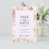 Eleganter Blush Plum Bloral Save the Date Ankündigung (Stehend Vorderseite)