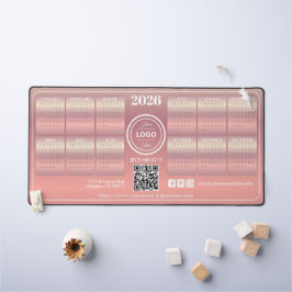 Eleganter Blush Promotional Business 2026 Kalender Schreibtischunterlage