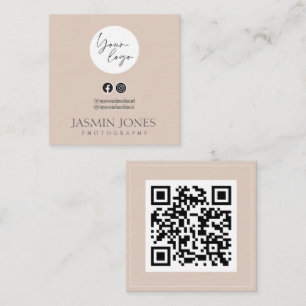 Eleganter Blush-QR-Code Quadratische Visitenkarte