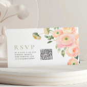 Eleganter Blush & Sage Green Wedding QR Code UAWG Begleitkarte