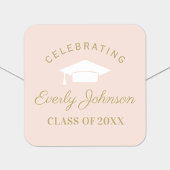 Eleganter Blush und Gold Custom Abschluss Quadratischer Aufkleber