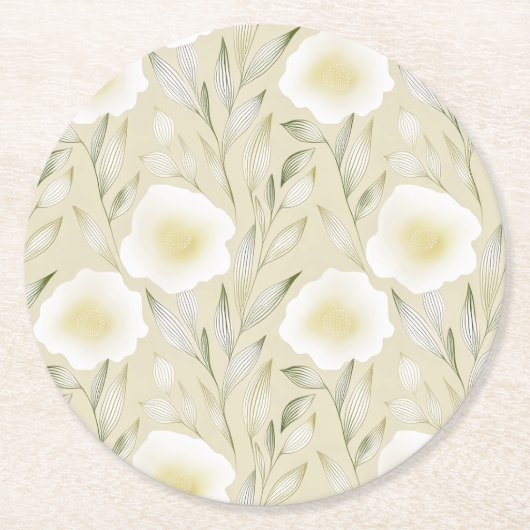 Eleganter Blütenpapier-Untersetzer Runder Pappuntersetzer (Vorderseite)