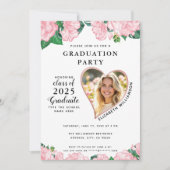 Eleganter Blütenrosa und weißer Abschluss Einladung (Vorderseite)