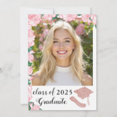 Eleganter Blütenrosa und weißer Abschluss Einladung (Rückseite)