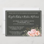 Eleganter Blütenrot Rosa Botanischer Polterabend Einladung (Vorderseite)