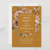 Eleganter Blütensenf in Aquarellfarben, Orange Swe Einladung (Vorderseite)