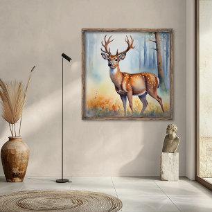 Eleganter Bock in goldenem Licht Waldlandschaft Poster