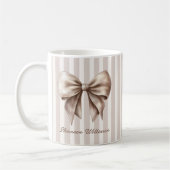 Eleganter Bogen Beige Streifen Name Tasse (Links)