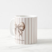 Eleganter Bogen Beige Streifen Name Tasse (Vorderseite Links)