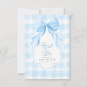 Eleganter Bogen Blau Gingham Süß Danke (Vorderseite)