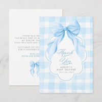 Eleganter Bogen Blau Gingham Süß Danke