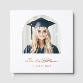 Eleganter Bogen Graduate Foto Klasse Weiß real Gästebuch (Vorderseite)