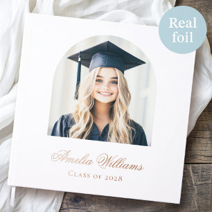 Eleganter Bogen Graduate Foto Klasse Weiß real Gästebuch