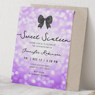 Eleganter Bogen und Lichter Sweet Sixteen Lila  Einladung