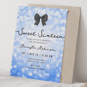 Eleganter Bogen und Lichter Sweet Sixteen Navy Bla Einladung