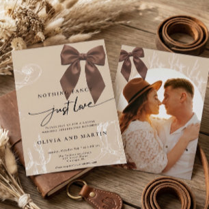 Eleganter Bogen Western Rustikale Foto Hochzeit Einladung