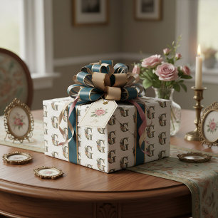 Eleganter bohemianischer Blumenbuchstabe G Geschenkpapier