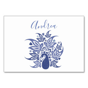 Eleganter Bohemischer Blue Peacock-Stil Tischnummer