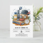 Eleganter Bohemischer Detektiv Geburtstag Einladung (Stehend Vorderseite)