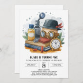 Eleganter Bohemischer Detektiv Geburtstag Einladung (Vorne/Hinten)