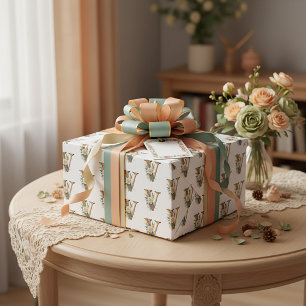 Eleganter bohemischer floraler Buchstabe V Geschenkpapier