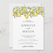 Eleganter Bohemischer Lemon Citrus Wedding QR-Code Einladung (Vorderseite)