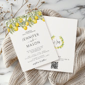 Eleganter Bohemischer Lemon Citrus Wedding QR-Code Einladung