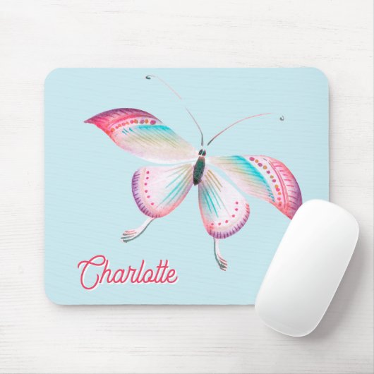 Eleganter Bohemischer Schmetterling Personalisiert Mousepad (Mit Mouse)